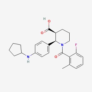 molecular formula C25H29FN2O3 B2865514 (2R,3S)-2-(4-(环戊基氨基)苯基)-1-(2-氟-6-甲基苯甲酰)哌啶-3-羧酸 CAS No. 1346623-11-7