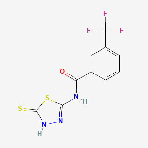 molecular formula C10H6F3N3OS2 B2865526 N-(5-mercapto-1,3,4-thiadiazol-2-yl)-3-(trifluoromethyl)benzamide CAS No. 392245-01-1