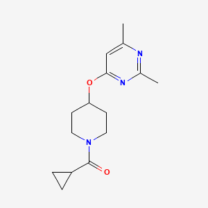 molecular formula C15H21N3O2 B2865533 Cyclopropyl(4-((2,6-dimethylpyrimidin-4-yl)oxy)piperidin-1-yl)methanone CAS No. 2034525-12-5