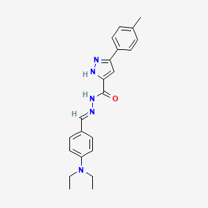 molecular formula C22H25N5O B2865535 N'-{(E)-[4-(diethylamino)phenyl]methylidene}-3-(4-methylphenyl)-1H-pyrazole-5-carbohydrazide CAS No. 1285533-44-9