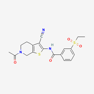 molecular formula C19H19N3O4S2 B2865545 N-(6-乙酰基-3-氰基-5,7-二氢-4H-噻吩并[2,3-c]吡啶-2-基)-3-乙磺酰基苯甲酰胺 CAS No. 886918-81-6