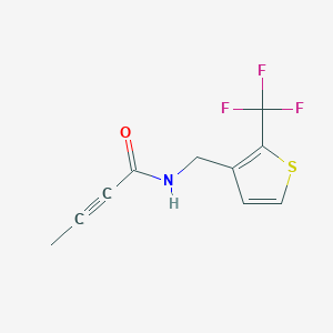 molecular formula C10H8F3NOS B2865548 N-[[2-(Trifluoromethyl)thiophen-3-yl]methyl]but-2-ynamide CAS No. 2411246-27-8