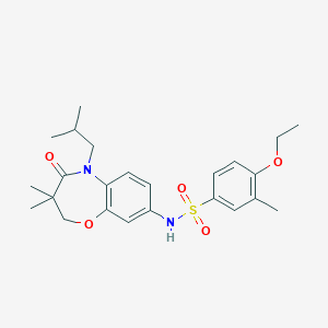 molecular formula C24H32N2O5S B2865553 4-ethoxy-N-(5-isobutyl-3,3-dimethyl-4-oxo-2,3,4,5-tetrahydrobenzo[b][1,4]oxazepin-8-yl)-3-methylbenzenesulfonamide CAS No. 922125-02-8