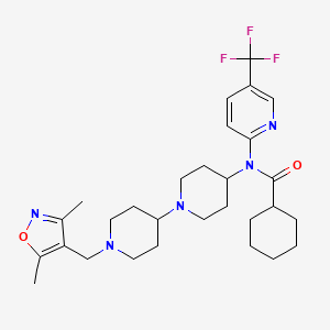 molecular formula C29H40F3N5O2 B2865563 N-(1'-((3,5-dimethylisoxazol-4-yl)methyl)-[1,4'-bipiperidin]-4-yl)-N-(5-(trifluoromethyl)pyridin-2-yl)cyclohexanecarboxamide CAS No. 2034495-11-7