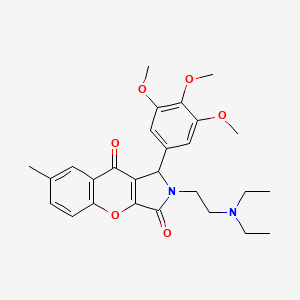 molecular formula C27H32N2O6 B2865569 2-(2-(Diethylamino)ethyl)-7-methyl-1-(3,4,5-trimethoxyphenyl)-1,2-dihydrochromeno[2,3-c]pyrrole-3,9-dione CAS No. 631886-40-3