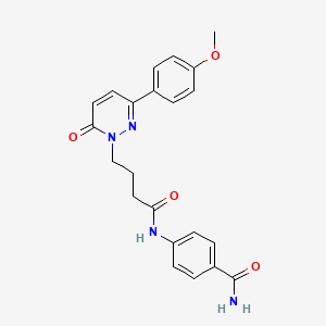 molecular formula C22H22N4O4 B2865574 4-(4-(3-(4-甲氧基苯基)-6-氧代哒嗪-1(6H)-基)丁酰氨基)苯甲酰胺 CAS No. 946216-07-5