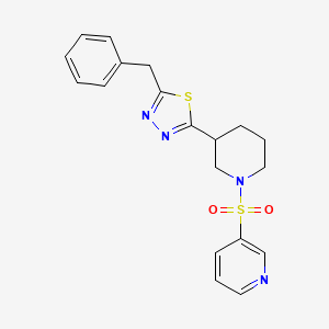 molecular formula C19H20N4O2S2 B2865576 2-Benzyl-5-(1-(pyridin-3-ylsulfonyl)piperidin-3-yl)-1,3,4-thiadiazole CAS No. 1203250-39-8