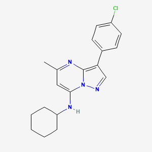 molecular formula C19H21ClN4 B2865577 3-(4-chlorophenyl)-N-cyclohexyl-5-methylpyrazolo[1,5-a]pyrimidin-7-amine CAS No. 896822-70-1