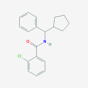 molecular formula C19H20ClNO B286558 2-chloro-N-[cyclopentyl(phenyl)methyl]benzamide 