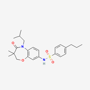 molecular formula C24H32N2O4S B2865581 N-(5-isobutyl-3,3-dimethyl-4-oxo-2,3,4,5-tetrahydrobenzo[b][1,4]oxazepin-8-yl)-4-propylbenzenesulfonamide CAS No. 922050-39-3