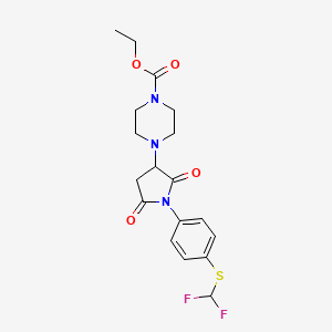 Ethyl 4-[1-[4-(difluoromethylsulfanyl)phenyl]-2,5-dioxopyrrolidin-3-yl]piperazine-1-carboxylate