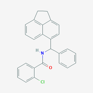 molecular formula C26H20ClNO B286559 2-chloro-N-[1,2-dihydroacenaphthylen-5-yl(phenyl)methyl]benzamide 