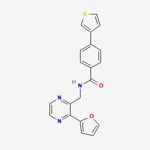 N-((3-(furan-2-yl)pyrazin-2-yl)methyl)-4-(thiophen-3-yl)benzamide
