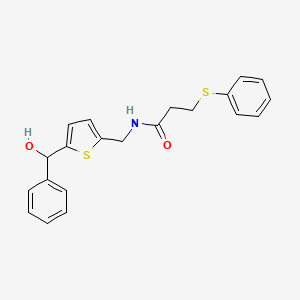 molecular formula C21H21NO2S2 B2865598 N-((5-(羟基(苯基)甲基)噻吩-2-基)甲基)-3-(苯硫基)丙酰胺 CAS No. 1797601-53-6