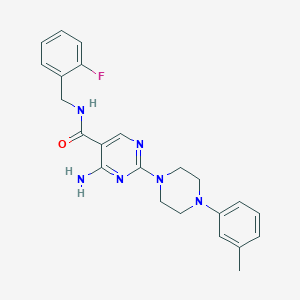B2865612 4-amino-N~5~-(2-fluorobenzyl)-2-[4-(3-methylphenyl)piperazino]-5-pyrimidinecarboxamide CAS No. 1251629-73-8