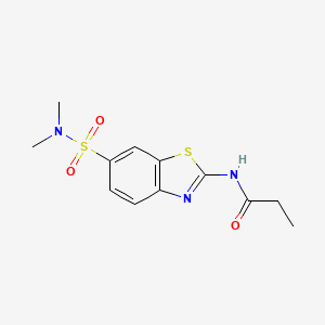 molecular formula C12H15N3O3S2 B2865614 N-(6-(N,N-二甲基磺酰氨基)苯并[d]噻唑-2-基)丙酰胺 CAS No. 921568-64-1