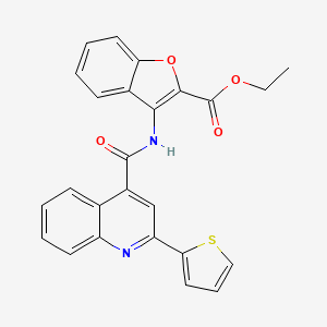 molecular formula C25H18N2O4S B2865620 3-(2-(噻吩-2-基)喹啉-4-甲酰氨基)苯并呋喃-2-甲酸乙酯 CAS No. 477500-81-5
