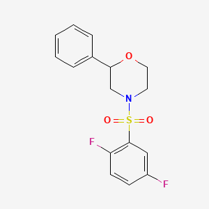 molecular formula C16H15F2NO3S B2865621 4-((2,5-二氟苯基)磺酰基)-2-苯基吗啉 CAS No. 946383-65-9