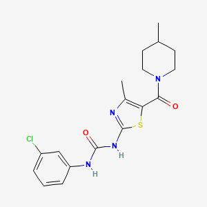 molecular formula C18H21ClN4O2S B2865622 1-(3-氯苯基)-3-(4-甲基-5-(4-甲基哌啶-1-羰基)噻唑-2-基)脲 CAS No. 941916-44-5