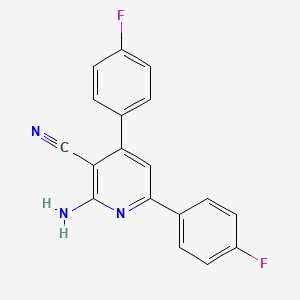 molecular formula C18H11F2N3 B2865624 2-氨基-4,6-双(4-氟苯基)吡啶-3-腈 CAS No. 171254-52-7