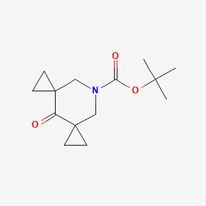 molecular formula C14H21NO3 B2865628 9-氮杂螺[2.1.2.3]癸烷-9-羧酸，4-氧代-，1,1-二甲基乙酯 CAS No. 1028320-34-4