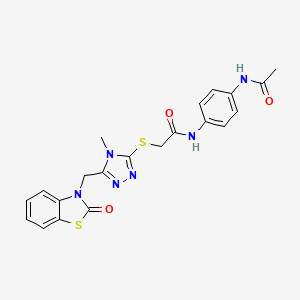 N-(4-acetamidophenyl)-2-((4-methyl-5-((2-oxobenzo[d]thiazol-3(2H)-yl)methyl)-4H-1,2,4-triazol-3-yl)thio)acetamide