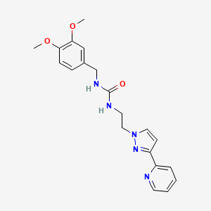 molecular formula C20H23N5O3 B2865634 1-(3,4-dimethoxybenzyl)-3-(2-(3-(pyridin-2-yl)-1H-pyrazol-1-yl)ethyl)urea CAS No. 1448071-86-0