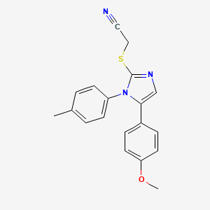 molecular formula C19H17N3OS B2865638 2-((5-(4-甲氧基苯基)-1-(对甲苯基)-1H-咪唑-2-基)硫代)乙腈 CAS No. 1207012-03-0