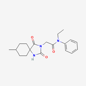 molecular formula C19H25N3O3 B2865644 N-ethyl-2-(8-methyl-2,4-dioxo-1,3-diazaspiro[4.5]dec-3-yl)-N-phenylacetamide CAS No. 561021-40-7