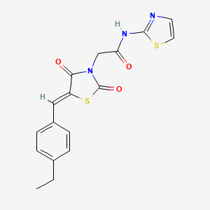 molecular formula C17H15N3O3S2 B2865650 (Z)-2-(5-(4-ethylbenzylidene)-2,4-dioxothiazolidin-3-yl)-N-(thiazol-2-yl)acetamide CAS No. 637326-67-1