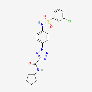 molecular formula C19H19ClN6O3S B2865651 2-(4-(3-chlorophenylsulfonamido)phenyl)-N-cyclopentyl-2H-tetrazole-5-carboxamide CAS No. 1396800-56-8