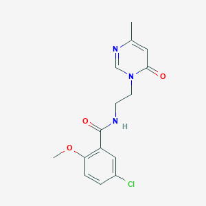 molecular formula C15H16ClN3O3 B2865664 5-chloro-2-methoxy-N-(2-(4-methyl-6-oxopyrimidin-1(6H)-yl)ethyl)benzamide CAS No. 1421516-06-4