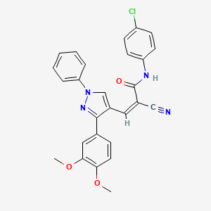 (Z)-N-(4-Chlorophenyl)-2-cyano-3-[3-(3,4-dimethoxyphenyl)-1-phenylpyrazol-4-yl]prop-2-enamide