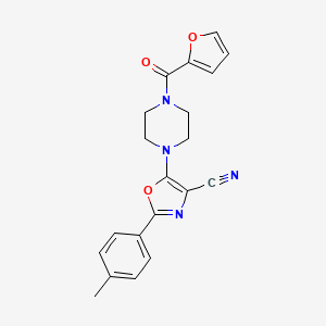 molecular formula C20H18N4O3 B2865680 5-(4-(Furan-2-carbonyl)piperazin-1-yl)-2-(p-tolyl)oxazole-4-carbonitrile CAS No. 946277-67-4