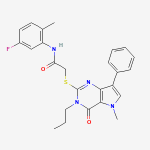 molecular formula C25H25FN4O2S B2865685 N-(5-fluoro-2-methylphenyl)-2-((5-methyl-4-oxo-7-phenyl-3-propyl-4,5-dihydro-3H-pyrrolo[3,2-d]pyrimidin-2-yl)thio)acetamide CAS No. 1115370-96-1