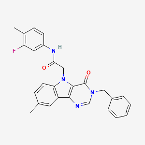 2-(3-benzyl-8-methyl-4-oxo-3H-pyrimido[5,4-b]indol-5(4H)-yl)-N-(3-fluoro-4-methylphenyl)acetamide