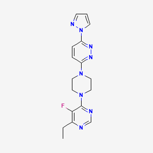 molecular formula C17H19FN8 B2865701 4-Ethyl-5-fluoro-6-[4-(6-pyrazol-1-ylpyridazin-3-yl)piperazin-1-yl]pyrimidine CAS No. 2415455-60-4