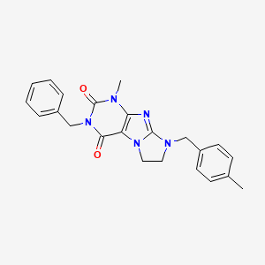 molecular formula C23H23N5O2 B2865707 2-Benzyl-4-methyl-6-[(4-methylphenyl)methyl]-7,8-dihydropurino[7,8-a]imidazole-1,3-dione CAS No. 887863-58-3