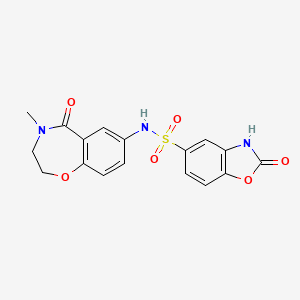 molecular formula C17H15N3O6S B2865708 N-(4-methyl-5-oxo-2,3,4,5-tetrahydrobenzo[f][1,4]oxazepin-7-yl)-2-oxo-2,3-dihydrobenzo[d]oxazole-5-sulfonamide CAS No. 1428373-17-4