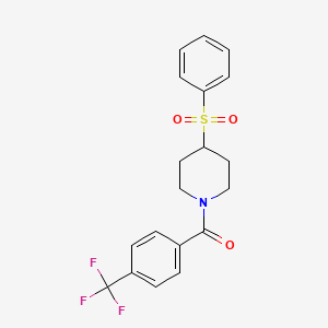 molecular formula C19H18F3NO3S B2865719 (4-(Phenylsulfonyl)piperidin-1-yl)(4-(trifluoromethyl)phenyl)methanone CAS No. 1797016-13-7