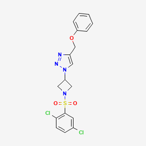 molecular formula C18H16Cl2N4O3S B2865721 1-(1-((2,5-二氯苯基)磺酰基)氮杂环丁-3-基)-4-(苯氧基甲基)-1H-1,2,3-三唑 CAS No. 2034341-47-2