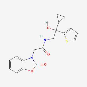 molecular formula C18H18N2O4S B2865732 N-(2-cyclopropyl-2-hydroxy-2-(thiophen-2-yl)ethyl)-2-(2-oxobenzo[d]oxazol-3(2H)-yl)acetamide CAS No. 1421458-15-2