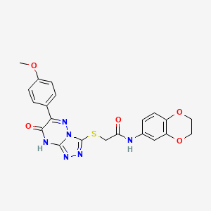 molecular formula C21H18N6O5S B2865746 N-(2,3-dihydro-1,4-benzodioxin-6-yl)-2-{[6-(4-methoxyphenyl)-7-oxo-7,8-dihydro[1,2,4]triazolo[4,3-b][1,2,4]triazin-3-yl]sulfanyl}acetamide CAS No. 896297-76-0
