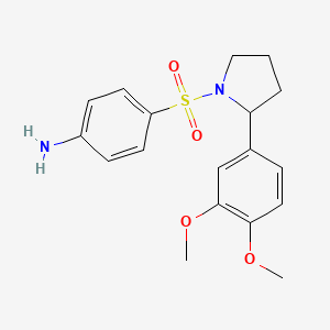 molecular formula C18H22N2O4S B2865754 4-((2-(3,4-Dimethoxyphenyl)pyrrolidin-1-yl)sulfonyl)aniline CAS No. 1105190-91-7