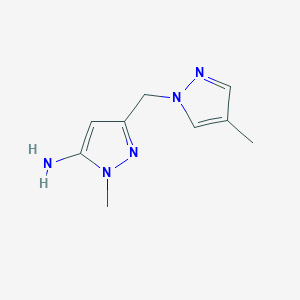 molecular formula C9H13N5 B2865757 1-methyl-3-[(4-methyl-1H-pyrazol-1-yl)methyl]-1H-pyrazol-5-amine CAS No. 1856071-38-9