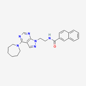 molecular formula C24H26N6O B2865770 N-(2-(4-(氮杂环丁-1-基)-1H-吡唑并[3,4-d]嘧啶-1-基)乙基)-2-萘酰胺 CAS No. 1021094-60-9