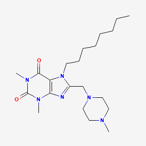 molecular formula C21H36N6O2 B2865771 1,3-二甲基-8-[(4-甲基哌嗪-1-基)甲基]-7-辛基嘌呤-2,6-二酮 CAS No. 674359-80-9