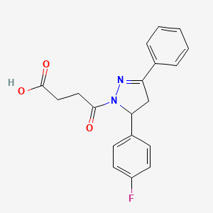 molecular formula C19H17FN2O3 B2865772 4-[5-(4-fluorophenyl)-3-phenyl-4,5-dihydro-1H-pyrazol-1-yl]-4-oxobutanoic acid CAS No. 332921-47-8
