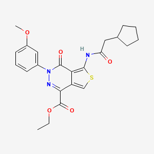 molecular formula C23H25N3O5S B2865773 Ethyl 5-(2-cyclopentylacetamido)-3-(3-methoxyphenyl)-4-oxo-3,4-dihydrothieno[3,4-d]pyridazine-1-carboxylate CAS No. 890889-54-0