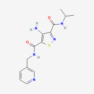 molecular formula C14H17N5O2S B2865777 4-amino-N~3~-isopropyl-N~5~-(pyridin-3-ylmethyl)isothiazole-3,5-dicarboxamide CAS No. 1286727-87-4